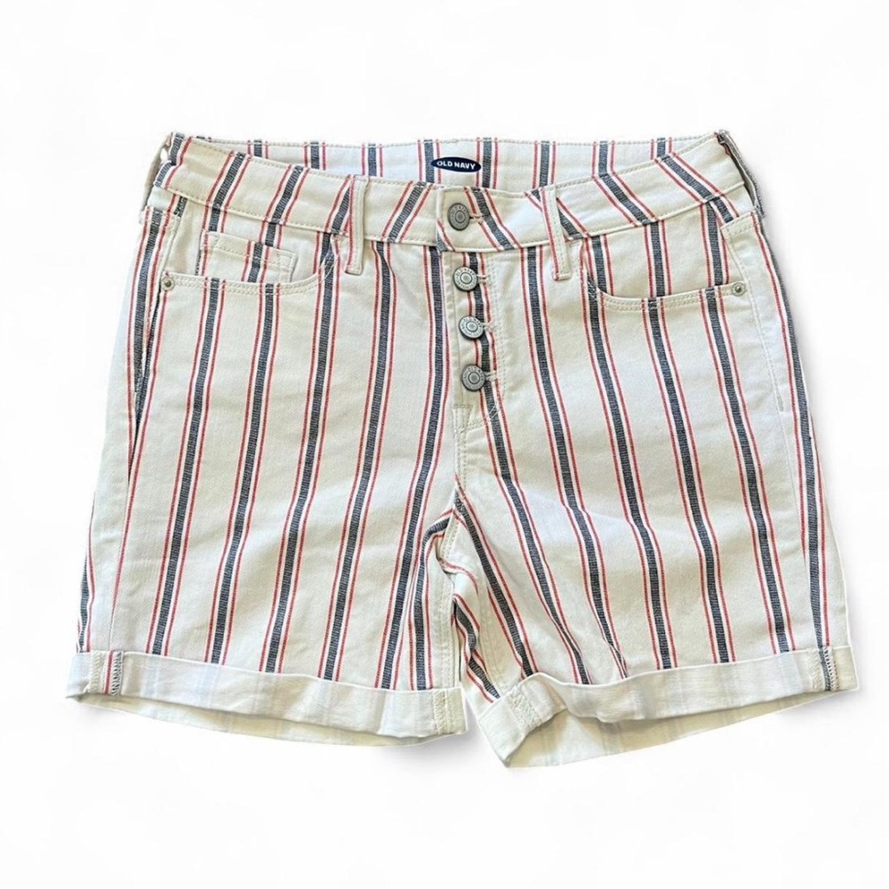 Old Navy White High Waist Striped Shorts